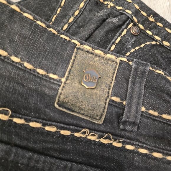 Cello Bling Jeans Women’s 7 Black Straight Leg Embellished Western Denim - Picture 5 of 5